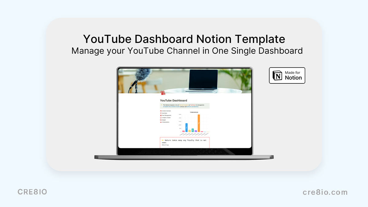 Dashboard for managing YouTube channel